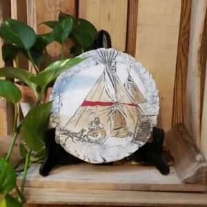 Teepee Decorated Stone w/plate holder
